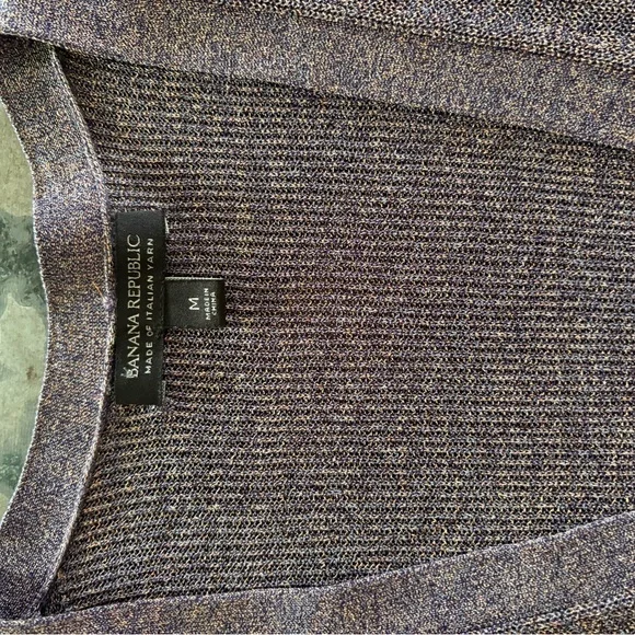 Banana Republic Purple Metallic Thin Knit Cardigan with Gold Thread - Picture 5 of 6